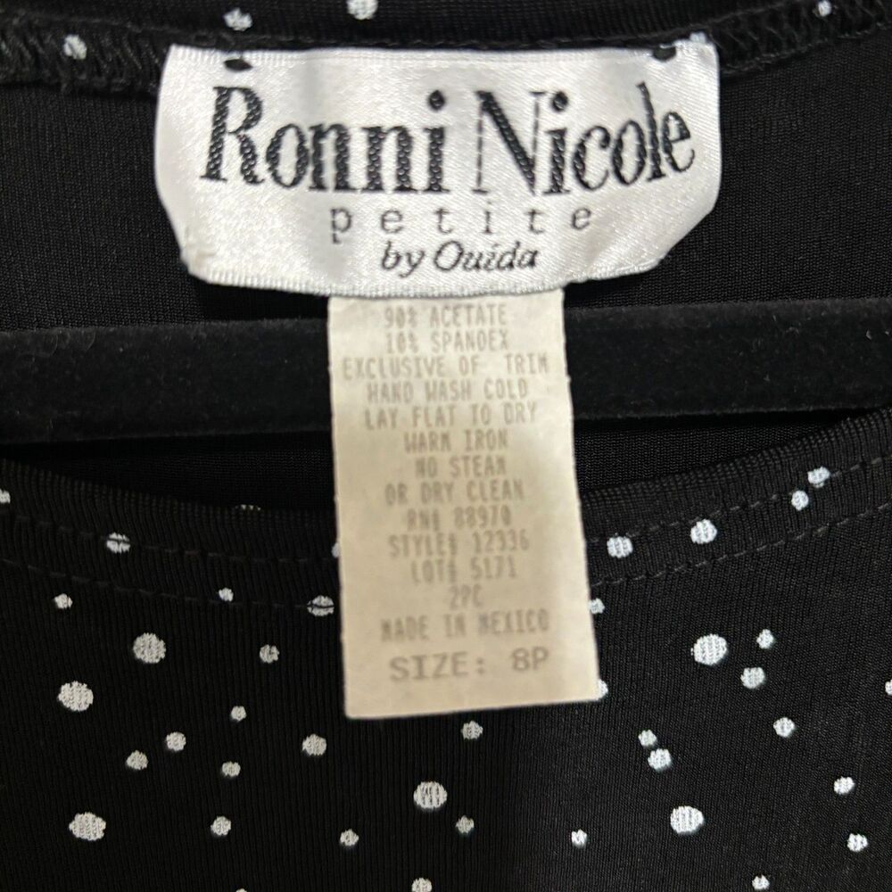Vintage Ronni Nicole 2pc Knit Shell & Crop Pants Sz 8P Black Polka Dot - Picture 10 of 11